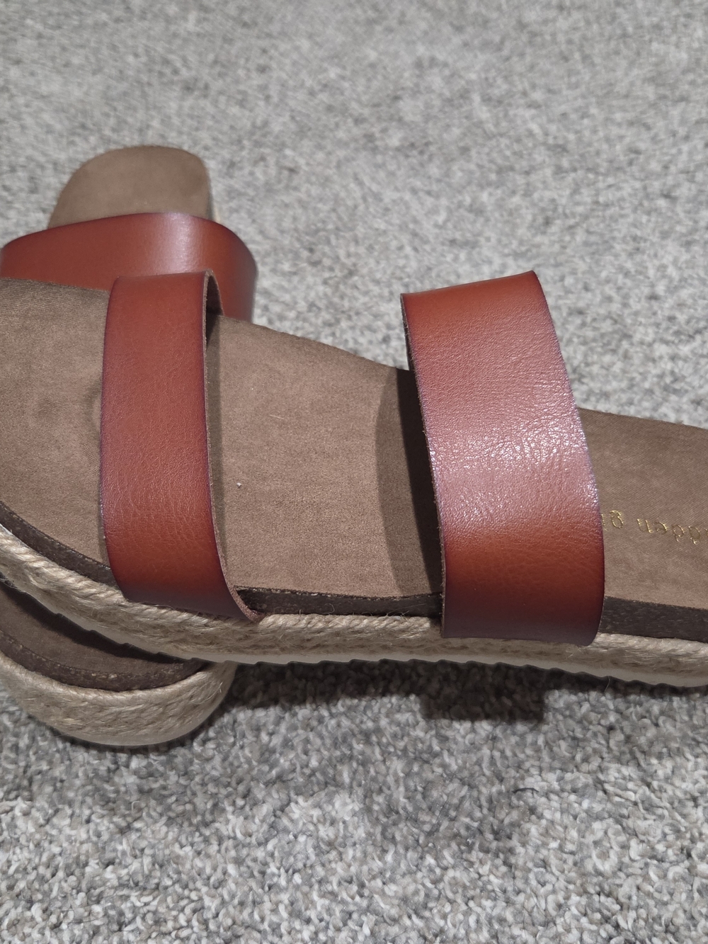 Madden Girl Women's Double-Strap Slide Sandals in Cognac Size 10